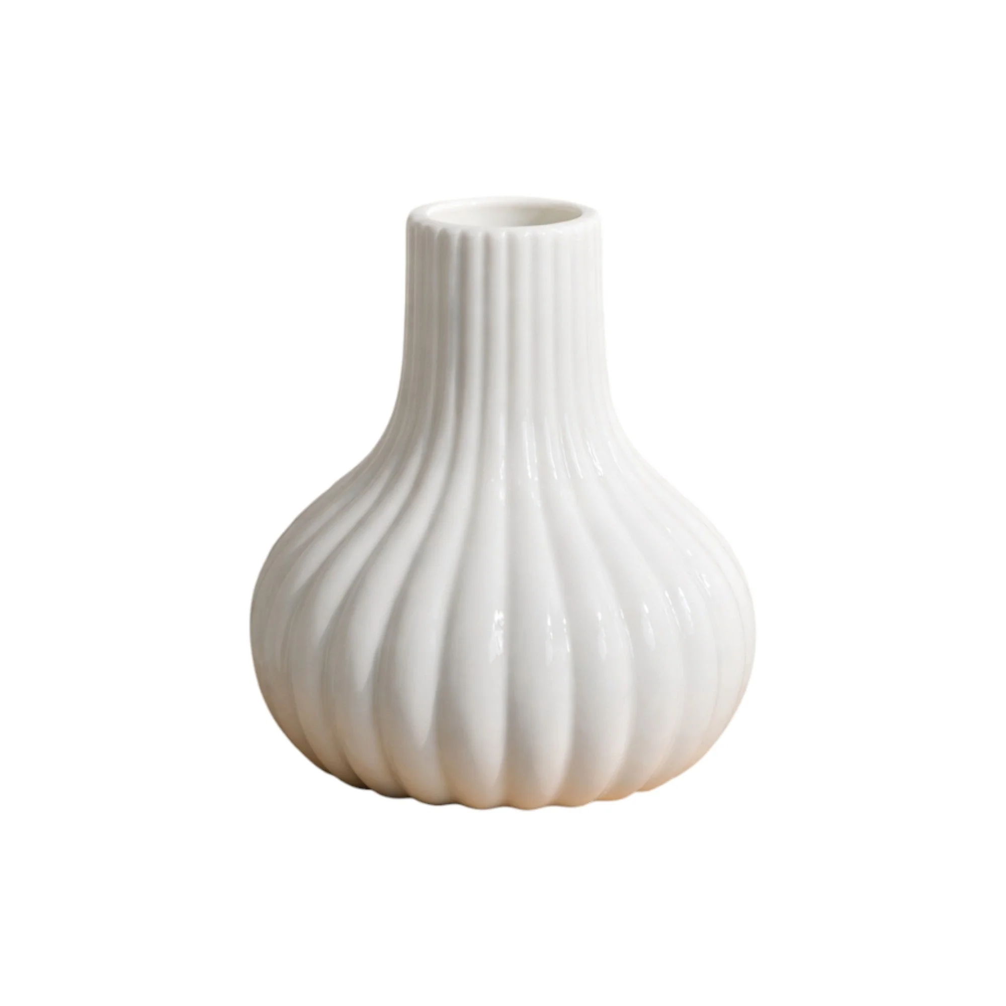 Frankly Cotton Fluted Ceramic Bud Vase – White - Image 2