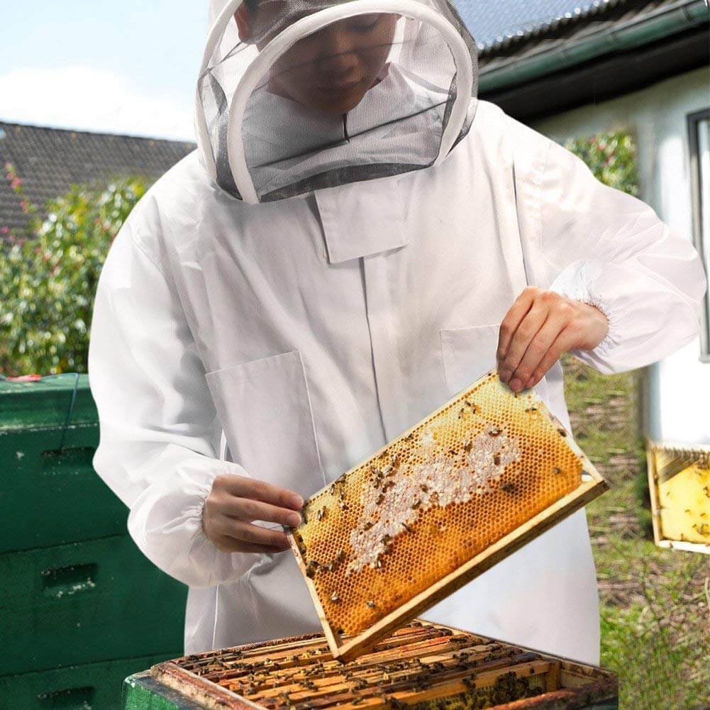 Full Body Beekeeping Suit Hooded Veil Bee Farm Clothing Xxl - Image 5