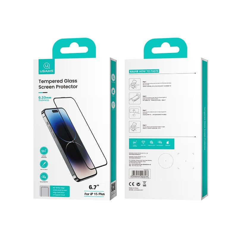 Full cover HD Clear Glass screen protector for iPhone 15 Plus 6.7" - Image 2