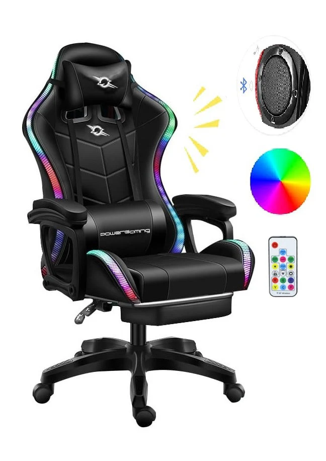 Gaming Chair Office Chair With Foot Rest Racing Chair with Speaker and Light - Image 2