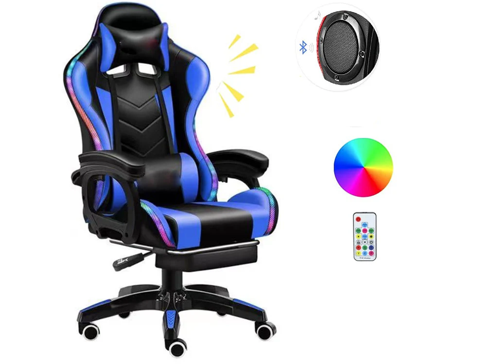 Gaming Chair Office Chair With Foot Rest Racing Chair with Speaker and Light - Image 8