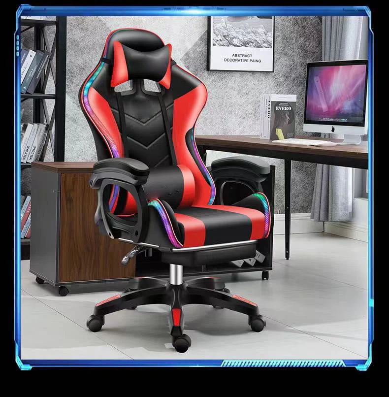 Gaming Chair Office Chair With Foot Rest Racing Chair with Speaker and Light - Image 3