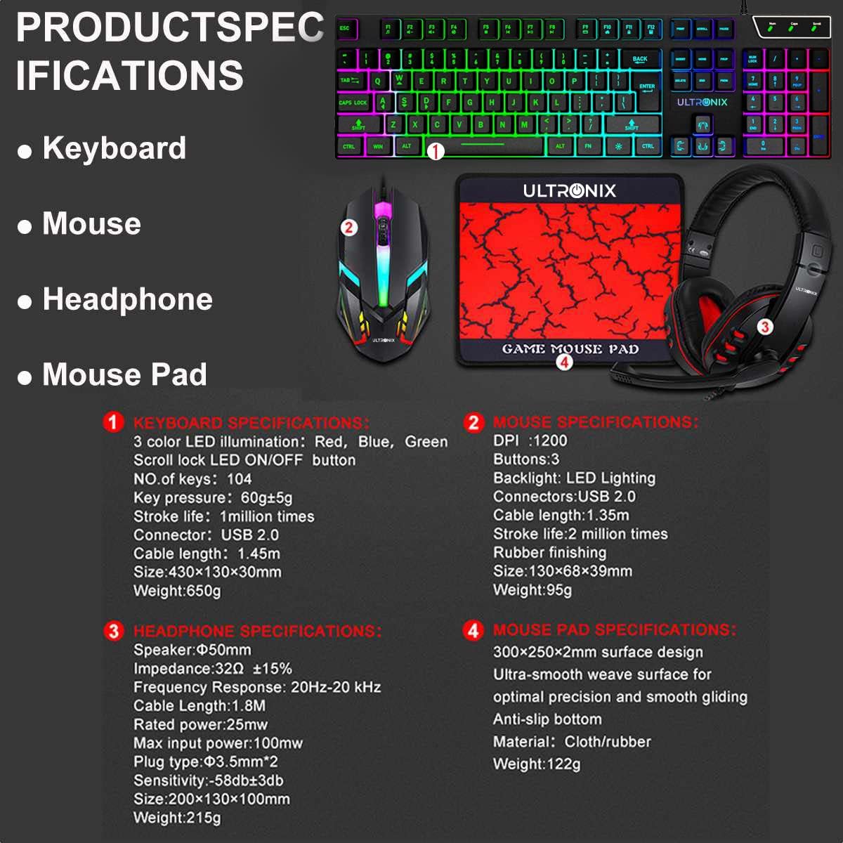 Gaming Keyboard Mouse Headphone Set - Image 10