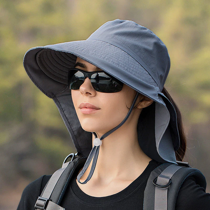 GREY Sun Hats Wide Brim Bucket Outdoor Fishing Hiking Cap UV Protection - Image 2