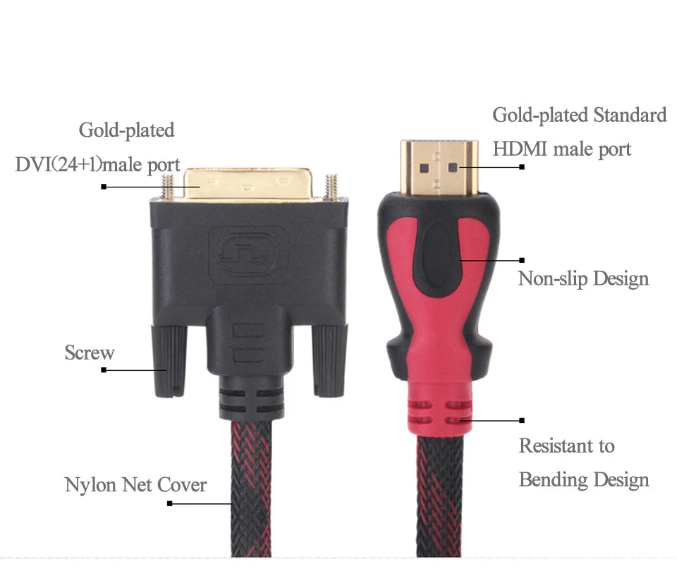 HDMI to DVI Cable for Monitor PC Laptop - Image 3