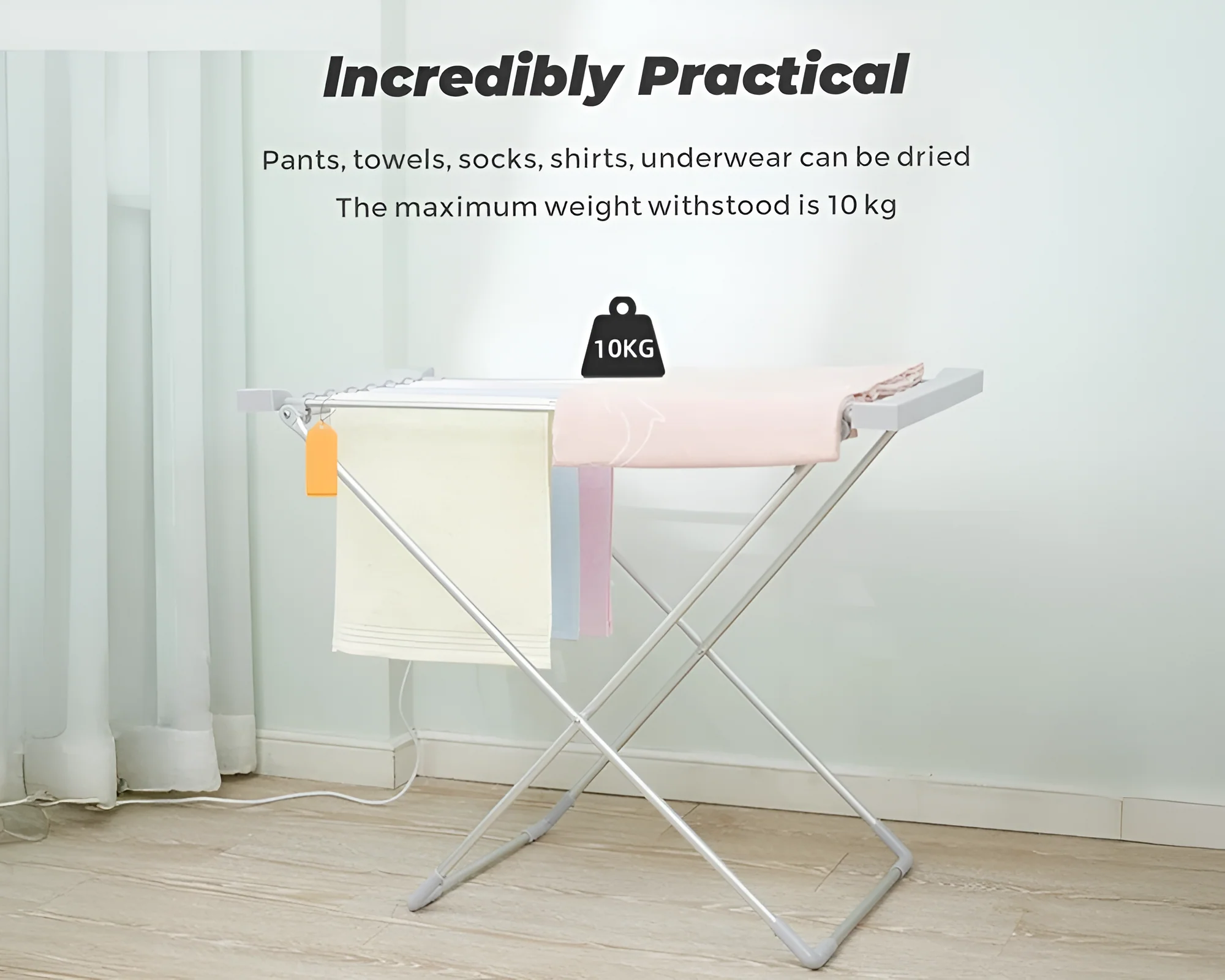 Heated Towel Rail Clothes Airer Stand - Image 8