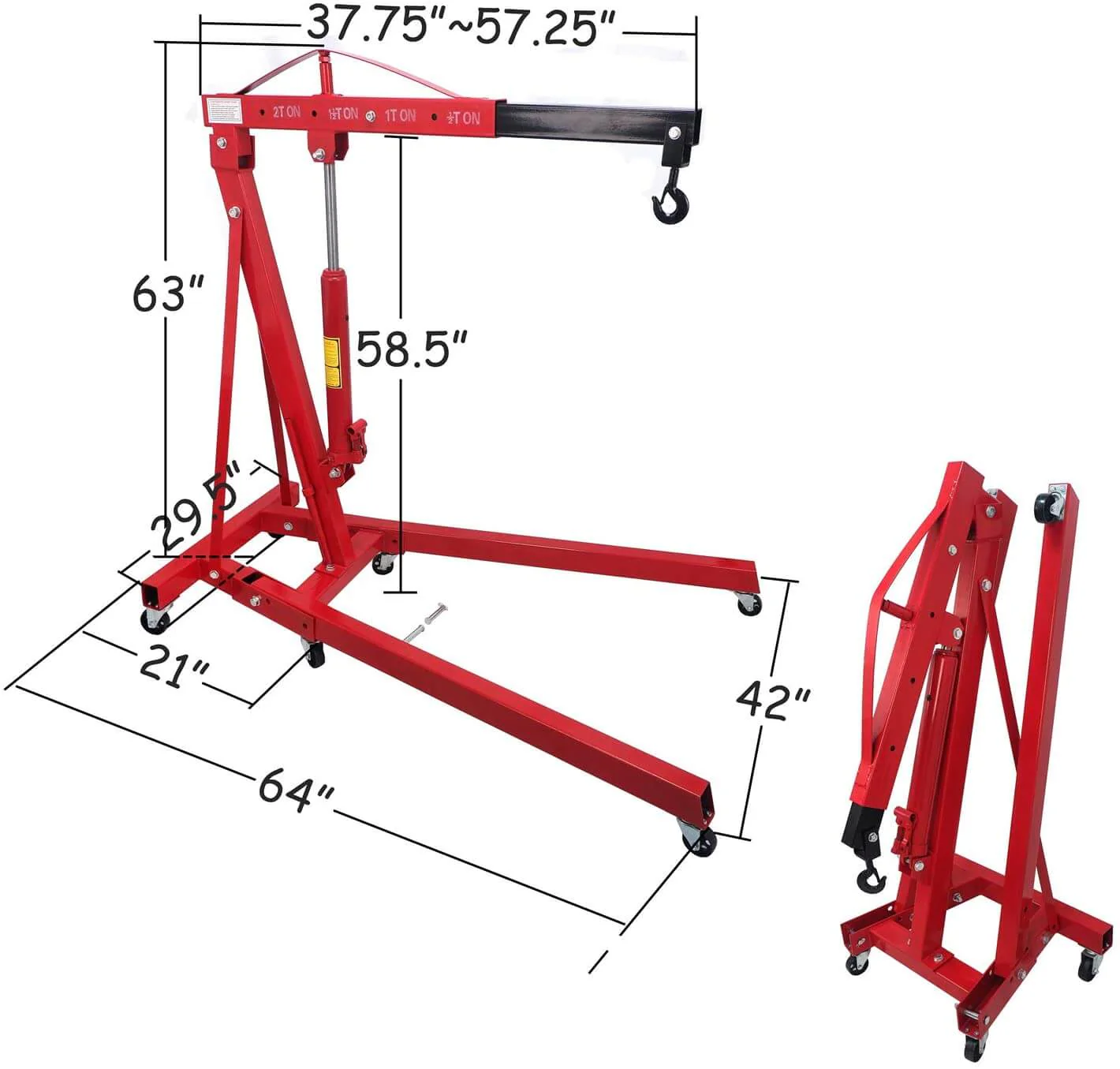 Heavy Duty 2T Engine Hoist Workshop Cranes 2000KG - Image 3
