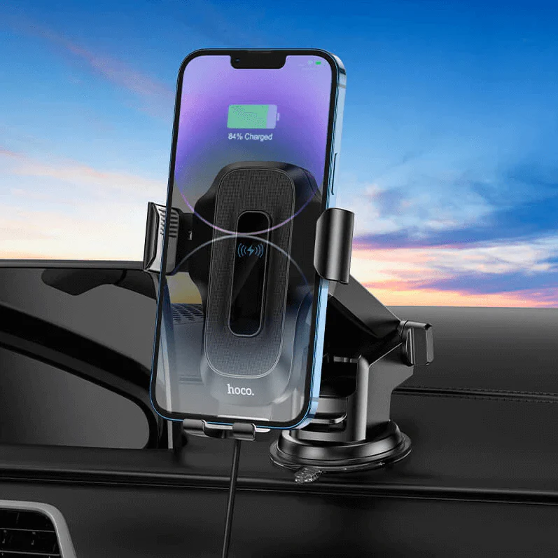 Hoco HW3 Wireless Fast Charging Car Phone Holder | 5W–15W Dashboard & Windshield Mount - Image 6
