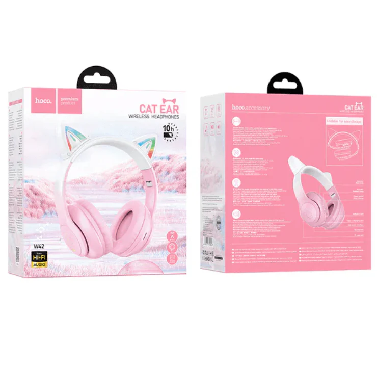 Hoco W42 Pink LED Wireless Bluetooth Headphone NZ - Image 3