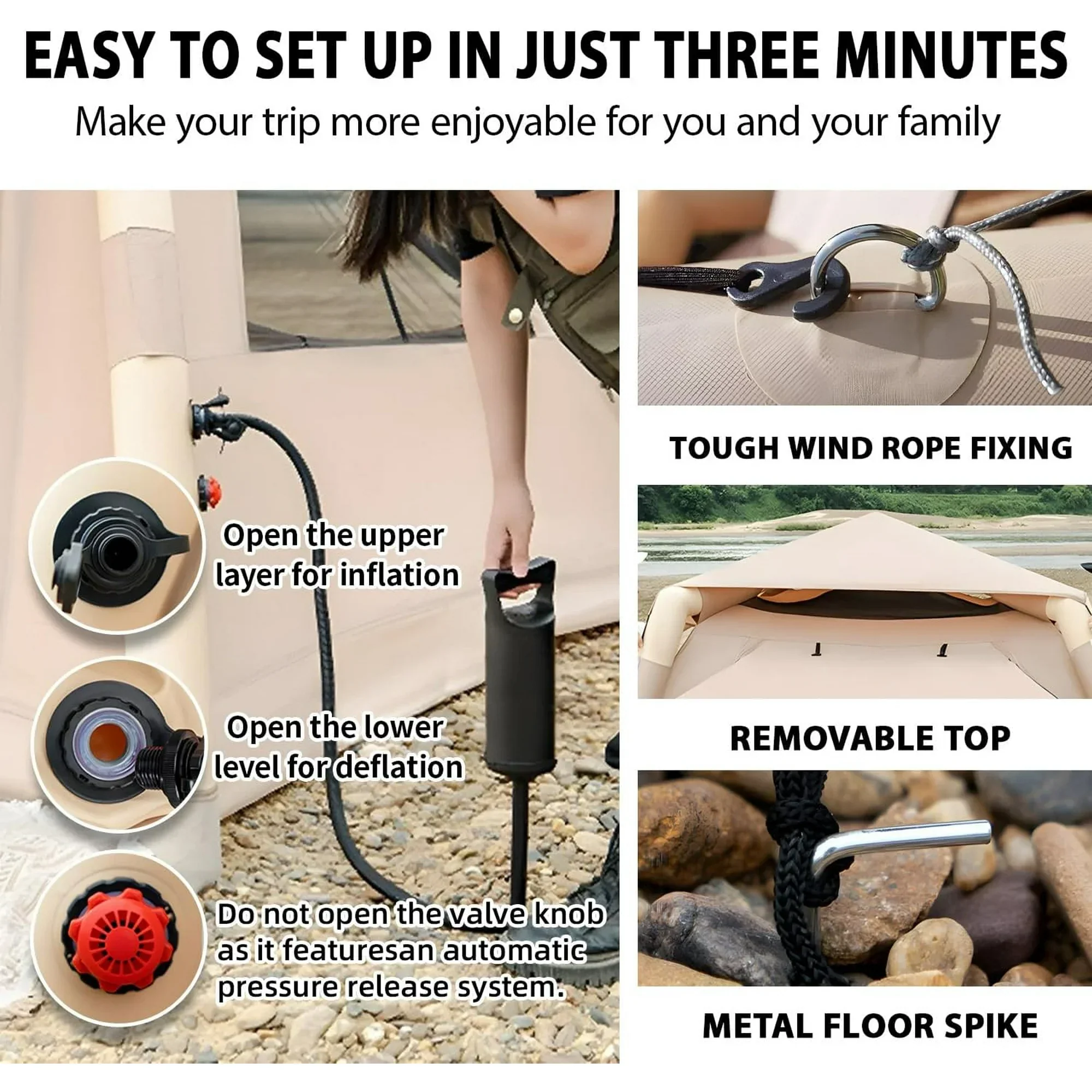 Inflatable Camping Tent with Pump - Image 5