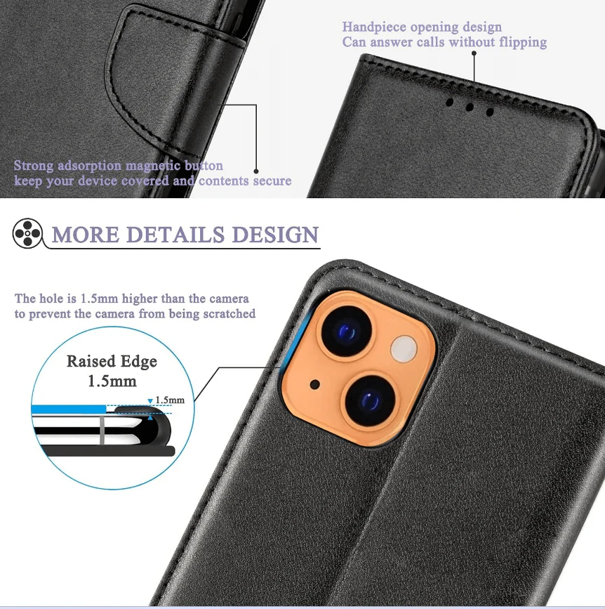 iPhone 14 Wallet Case – Slim Leather Flip Cover - Image 3