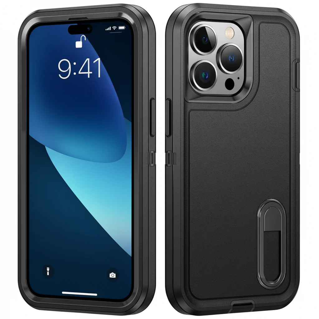 IPhone 16 Pro Max Triple Layer Armor Hard Case with Kickstand