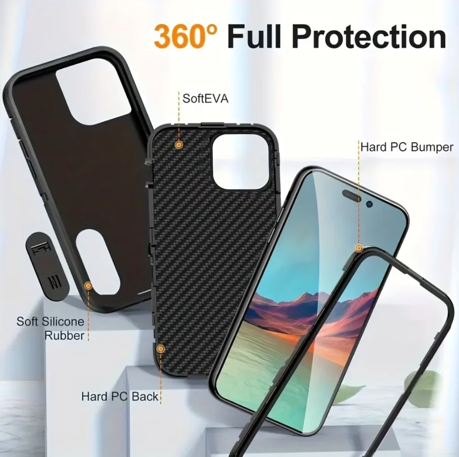 IPhone 16 Pro Max Triple Layer Armor Hard Case with Kickstand - Image 5