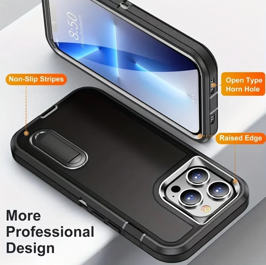 IPhone 16 Pro Max Triple Layer Armor Hard Case with Kickstand - Image 7