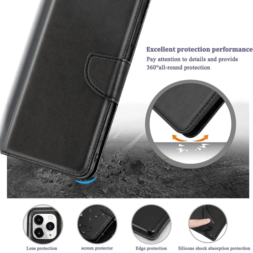 iPhone 16 Pro Max Wallet Case – Slim Leather Flip Cover with Card Holder - Image 2