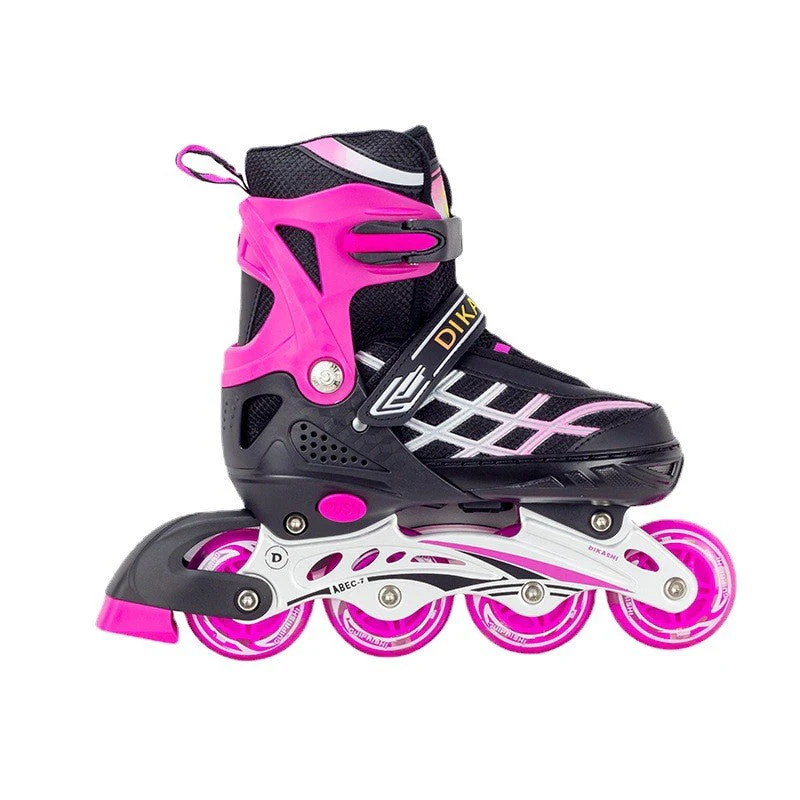 Kids Adjustable Inline Skates with Light Up Wheels Size33-37 Pink - Image 5