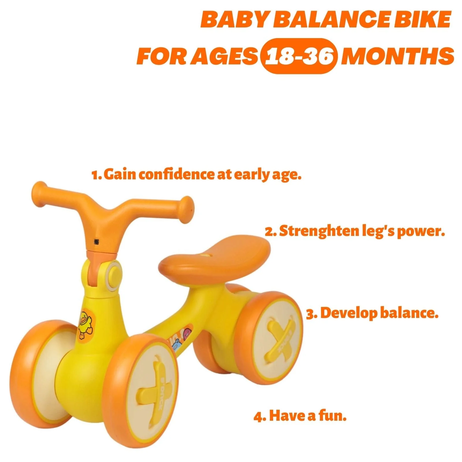 Kids Balance Bike 1006S Yellow - Image 2