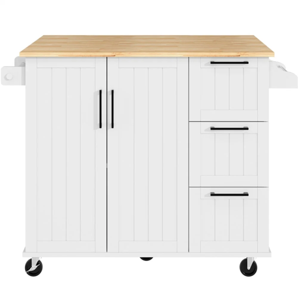 Kitchen Cart with Wood Top and Drop Leaf Breakfast Bar - Image 2