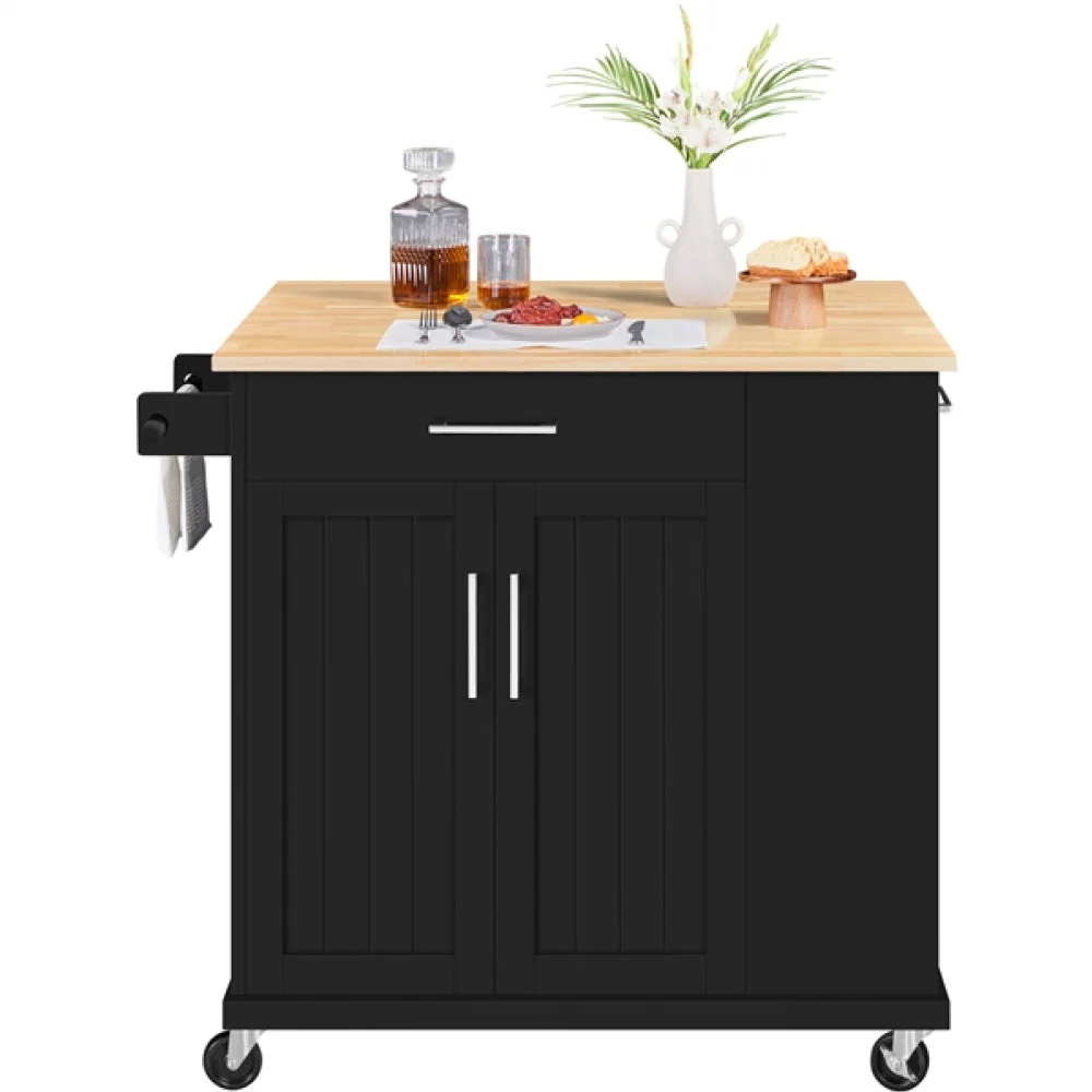 Kitchen Island on Wheels with Drawers & Cabinet - Image 6