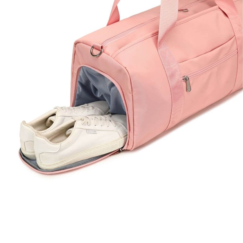 Large Black & Pink & Beige Duffle Bag - Image 4