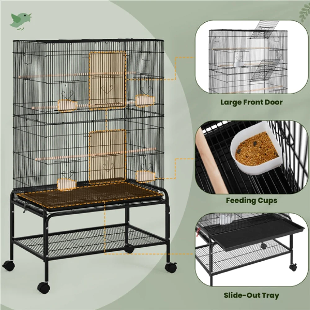 Large Parrot Cage Rolling Metal Bird Cage - Image 4