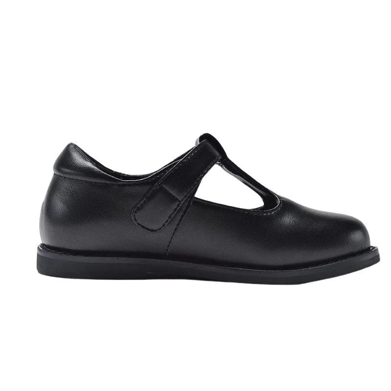 Happy Kid Girls School Shoes, Premium Black Leather, Classic T-Bar with Velcro Strap, Durable Everyday Wear - Image 5