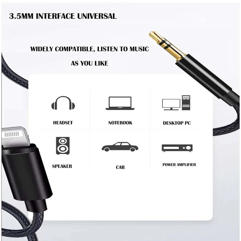 Lightning Cable to AUX 1 Meter Black 3.5mm - Image 6