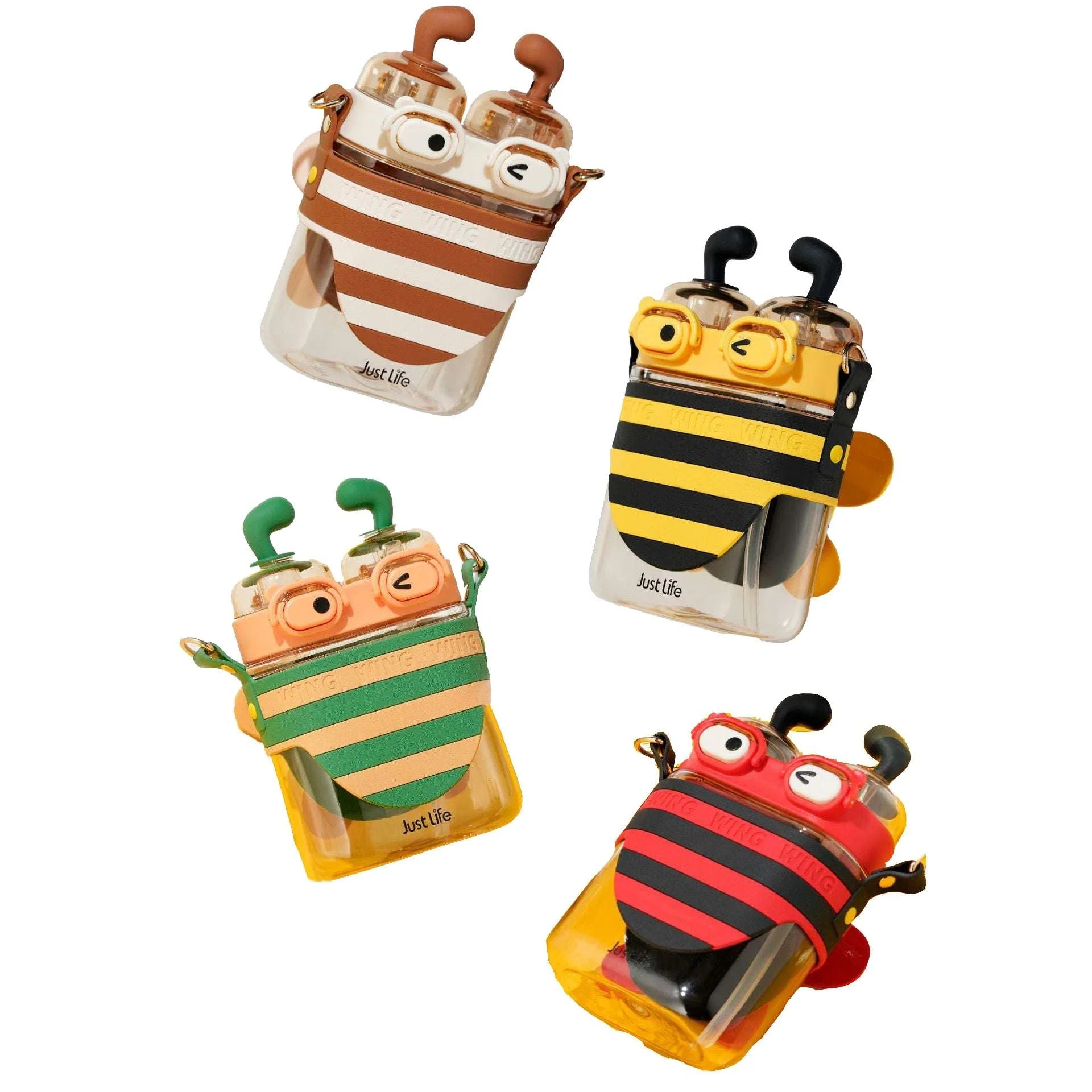 Little Bee Kids Water Bottle with Dual Straws & Flip-top Lids 570ml - Image 10
