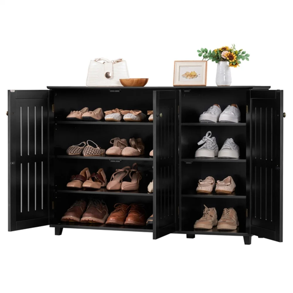 Louvered Door 4 Tier Shoe Storage Cabinet - Image 2