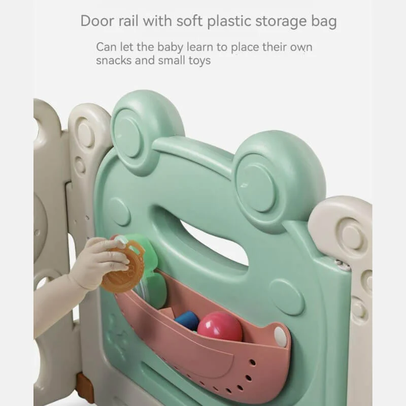 Baby Playpen - Adjustable Kids Safety Playpen | Green Frog | 14 Panels - Image 6