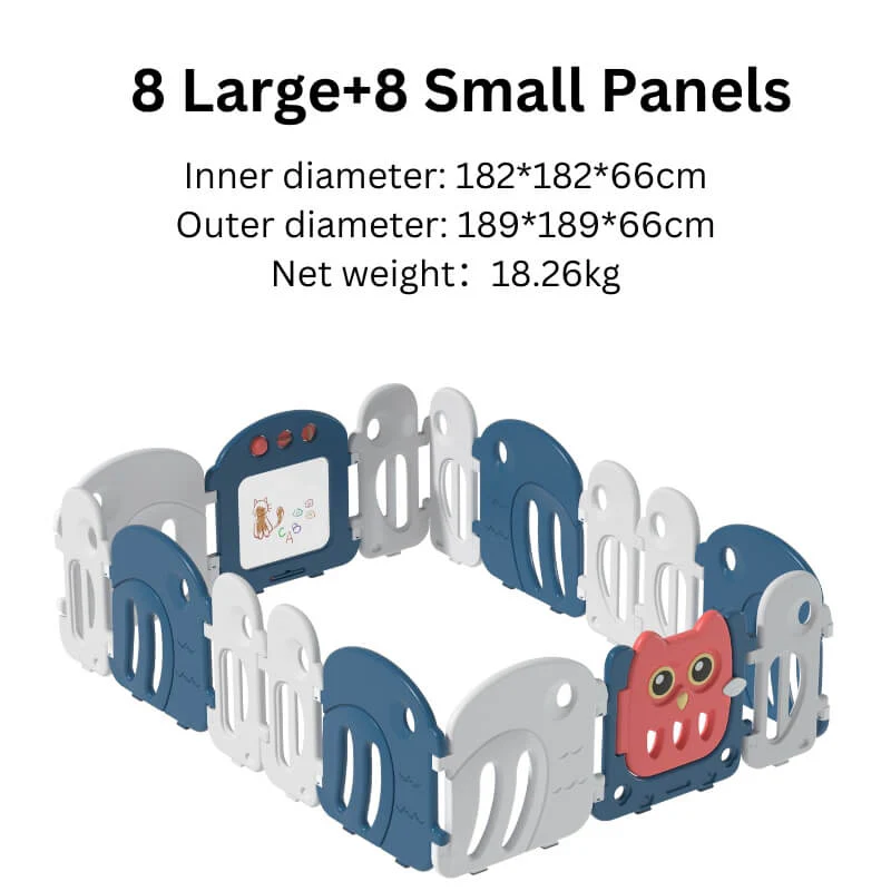 Luxurious Solid Baby Playpen with a Graffiti Panel 189*189*66cm Blue Bird - Image 2