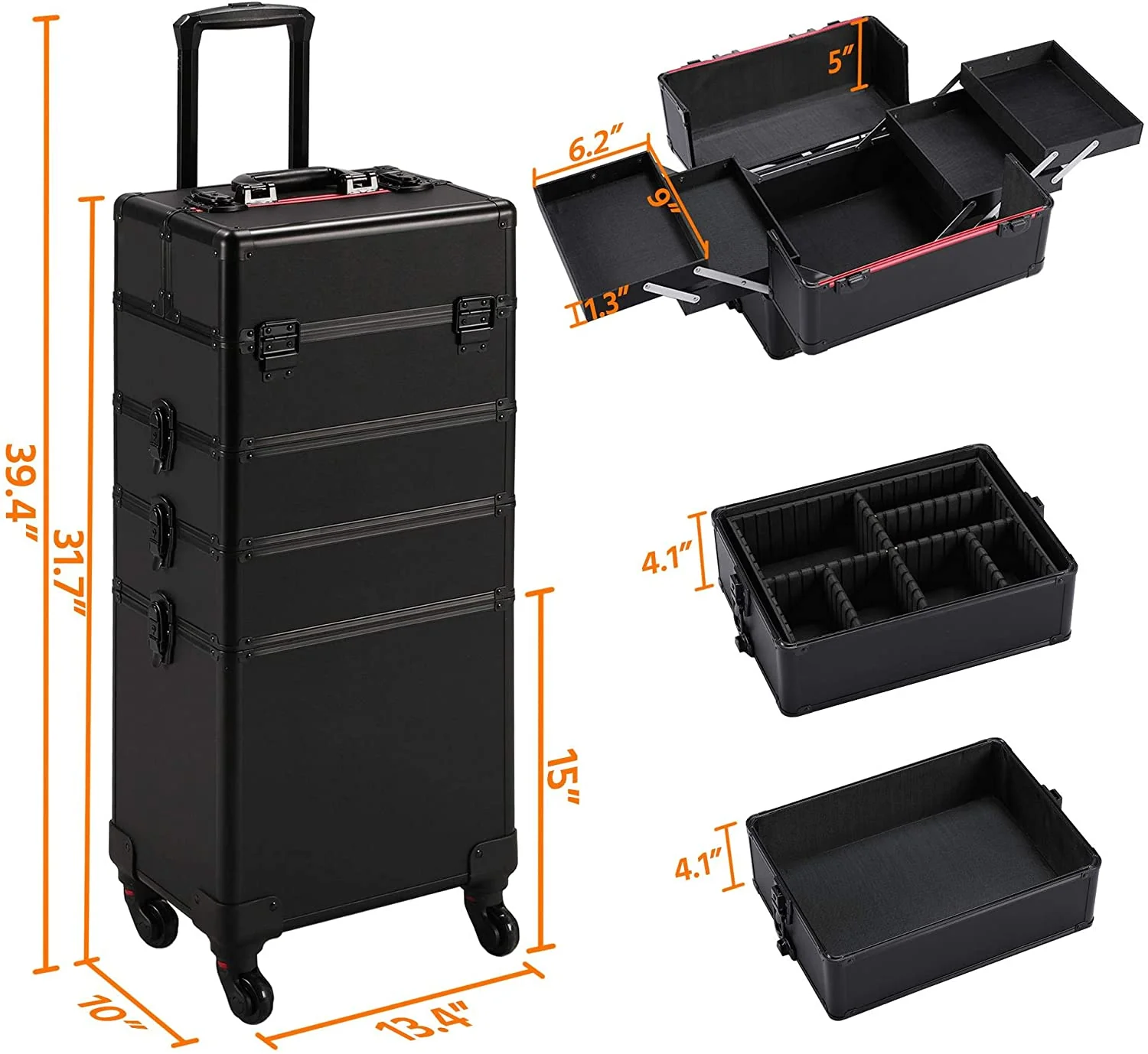 Makeup Travel Case Trolley Case Rolling - Image 3