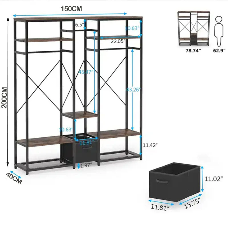 Metal Wardrobe Clothes Rack Clothes Organizer - Image 3