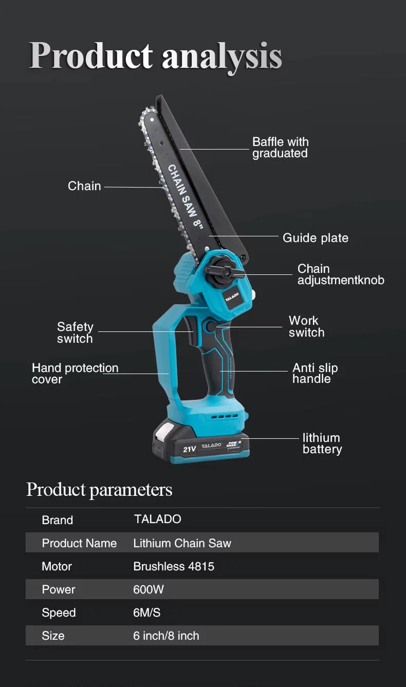 Mini Chain saw Cordless Power Chain Saws 8" - Image 7