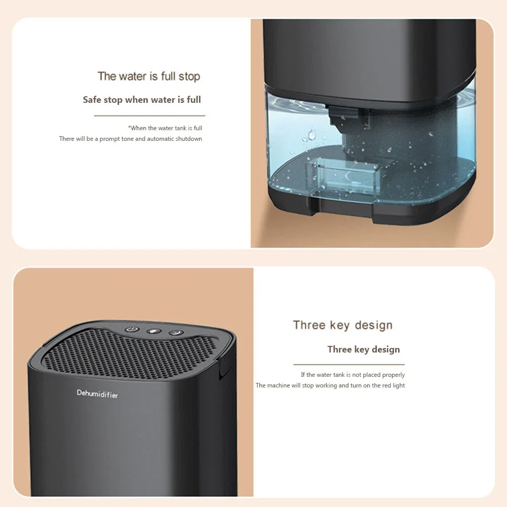 Mini Dehumidifier 1000mL Portable Black - Image 11