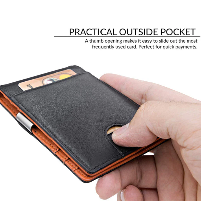 Minimalist Slim Wallet with Money Clip RFID Blocking Front Pocket B - Image 2