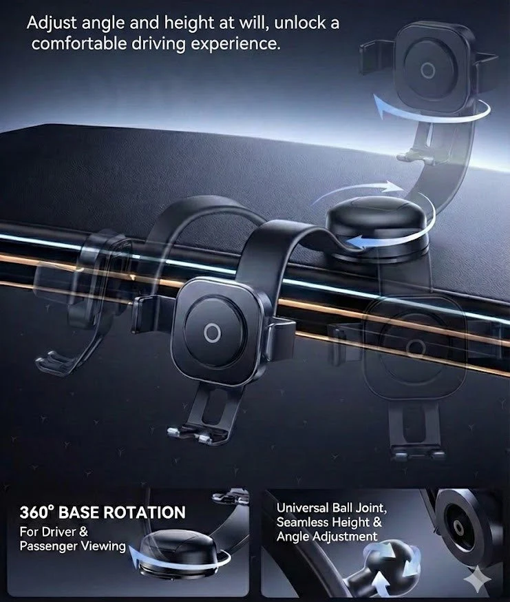 Mobile Phone Car Holder Dashboard Clamping Mount - Image 5