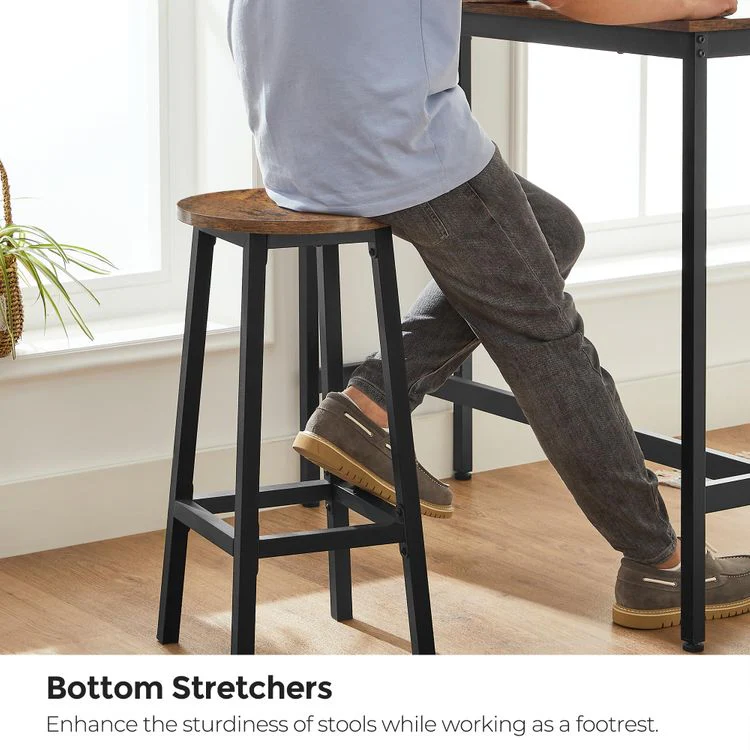 Modern Bar Table Stool Set Greige Black VASAGLE - Image 6
