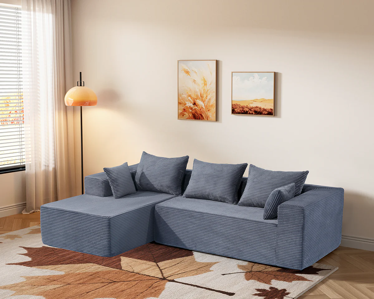 Modern Compressed L Shaped Sofa with Chaise - Image 6