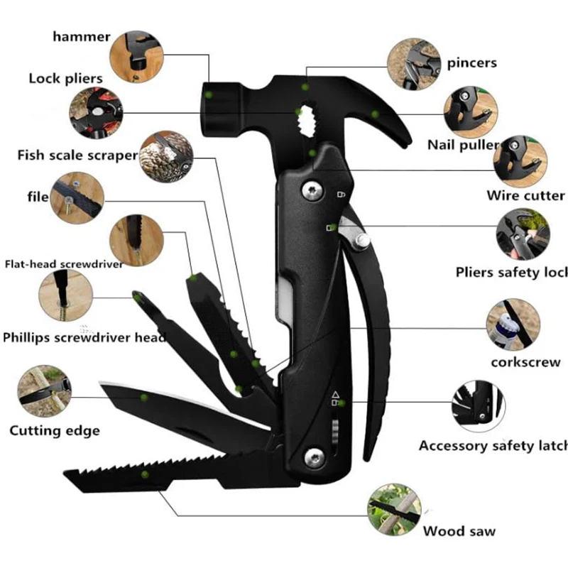 Multitool-12 in 1 Camping Tools with Mini Hammer - Image 4
