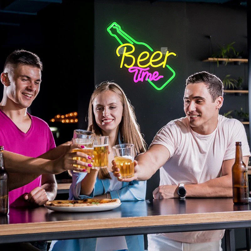 Neon Sign LED Tube Handmade Visual Bar Pub Club Wall Decor Ligh Beer Time - Image 2
