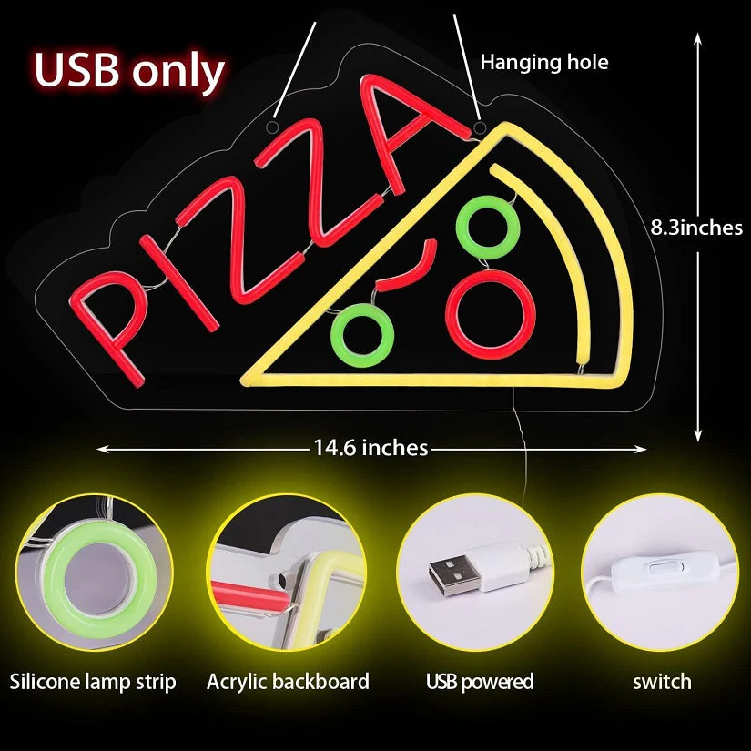 Neon Sign LED Tube Handmade Visual Bar Pub Club Wall Decor Light Pizza - Image 2