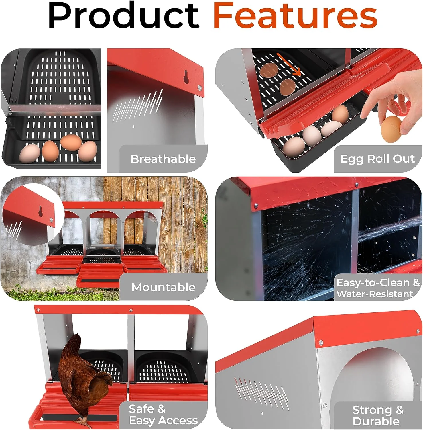 Nesting Box Chicken Hen Roll Away Laying Nest Boxes Chook Brooder 6 Compartment - Image 6