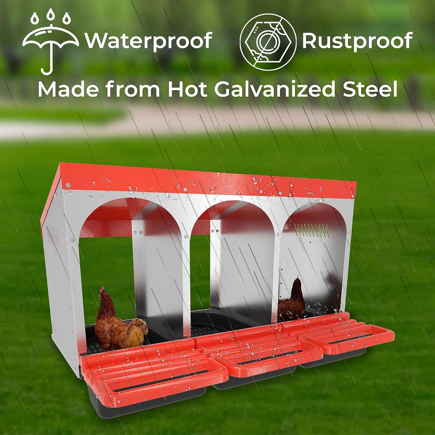 Nesting Box Chicken Hen Roll Away Laying Nest Boxes Chook Brooder 6 Compartment - Image 7