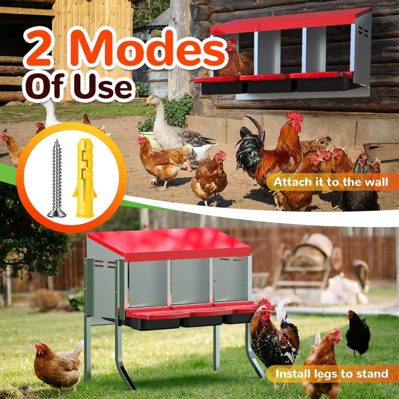 Nesting Box Chicken Hen Roll Away Laying Nest Boxes Chook Brooder 6 Compartment - Image 8