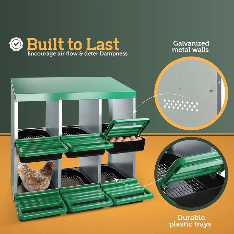 Nesting Box Chicken Hen Roll Away Laying Nest Boxes Chook Brooder 6 Compartment - Image 6