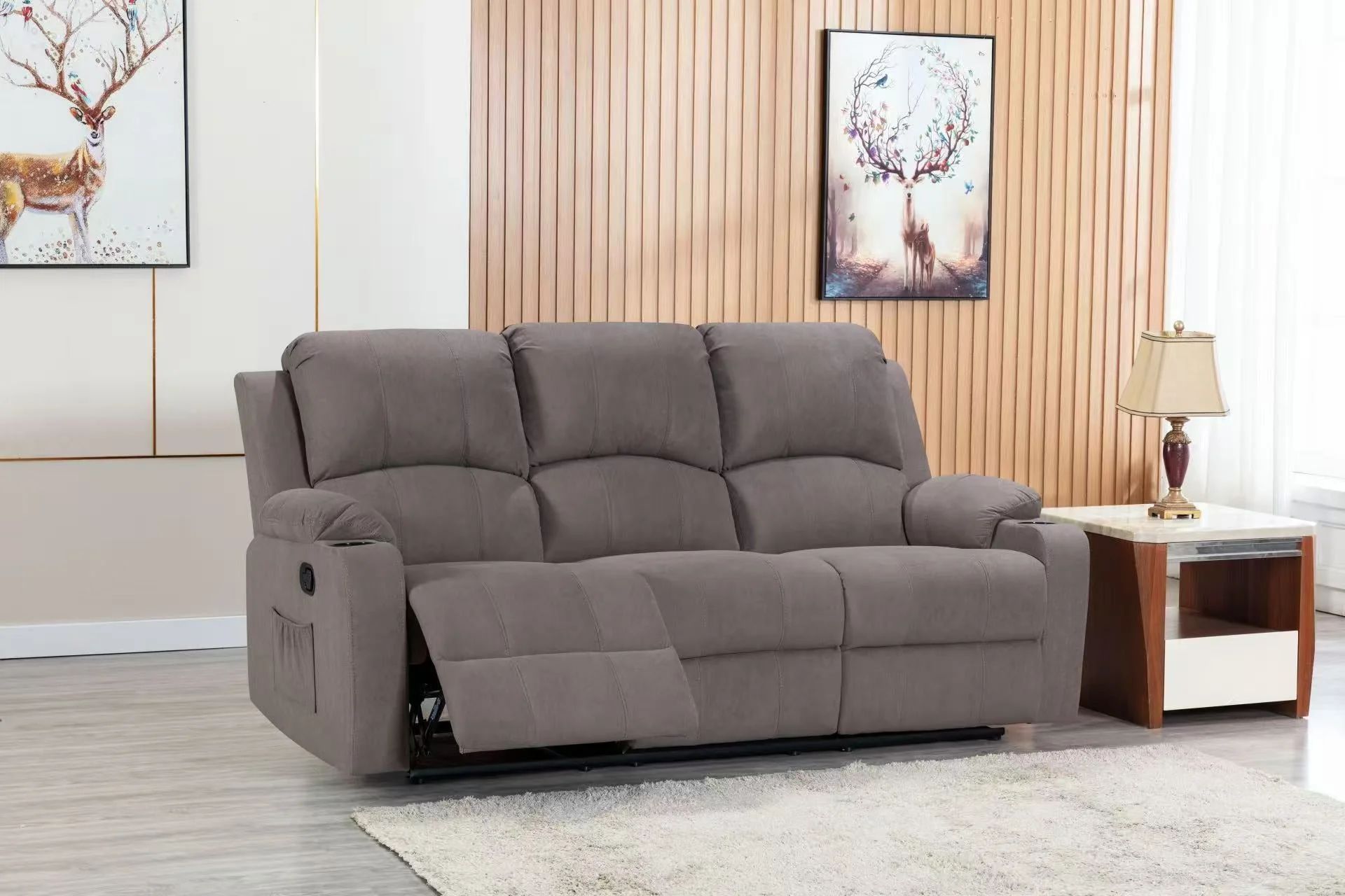 NovaCloud Fabric 3 Seater Recliner Sofa - Image 10