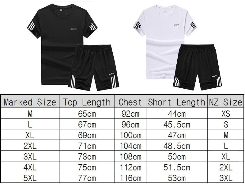 NZ-2XL-Mens 2 Piece Outfit Sport Set Short Sleeve Summer Leisure Short Thin Sets - Image 5