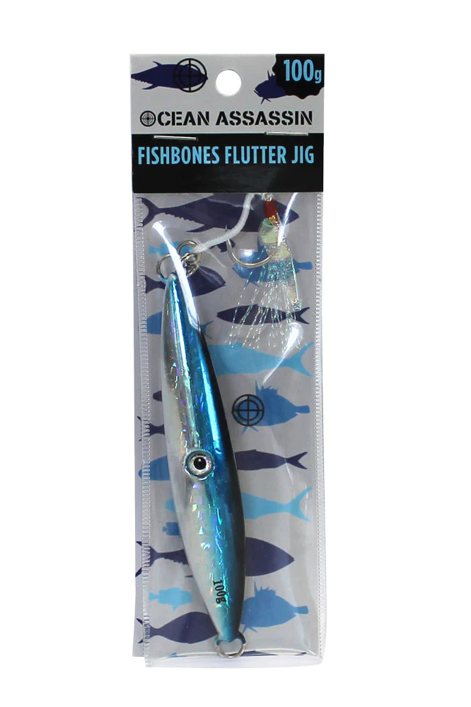 Ocean Assassin Fishbones Flutter Jig - Blue - Image 6