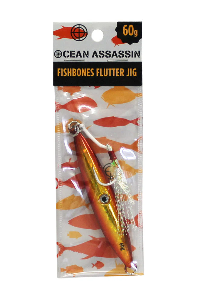 Ocean Assassin Fishbones Flutter Jig - Orange - Image 8